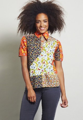 VINTAGE 70'S FLORAL PRINT SHIRT.