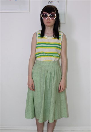 70S GREEN HIGH WAISTED MIDI SKIRT