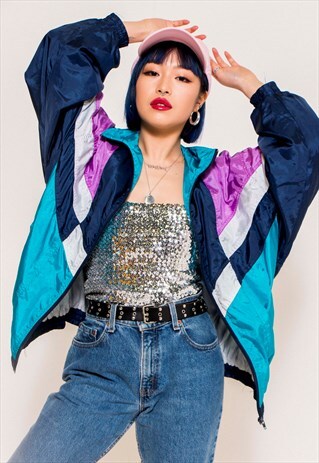 VINTAGE 90'S NAVY AND PURPLE SHELL JACKET