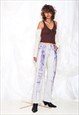 Vintage Y2K Flare Jeans in White Hand Painted Reworked