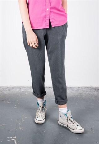 VINTAGE 1990S GREY HIGH-WAISTED TROUSERS