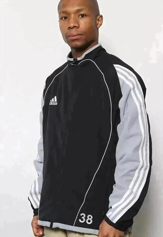 VINTAGE ADIDAS LOGO TRACK TOP JACKET BLACK