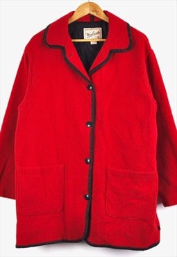Woolrich Women's L Wool Jacket Coat Red USA Quilted Lining