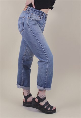 VINTAGE BLUE LEVI'S 505 HIGH WAIST DENIM JEANS MOM /AB3011