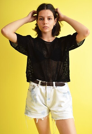 VINTAGE 90'S GRUNGE SHEER FISHNET OVERSIZED TOP