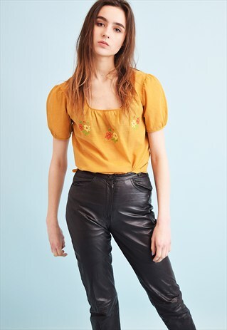 70'S RETRO BOHO FESTIVAL FLORAL EMBROIDERY TOP BLOUSE