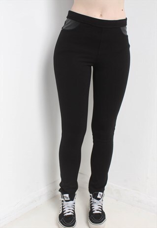 Vintage DKNY Leggings Sport Bottoms Black 
