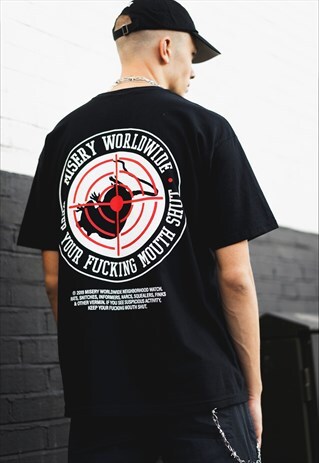 SUSPICIOUS ACTIVITY SHORT SLEEVE GRAPHIC T-SHIRT IN BLACK