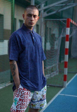VINTAGE TOMMY HILFIGER OVERSIZED PATTERNED POLO SHIRT