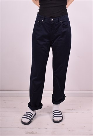 TRUSSARDI WOMENS VINTAGE TROUSERS W34 L31 BLUE 90'S