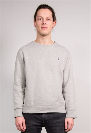 VINTAGE 90'S GREY RALPH LAUREN POLO SWEATSHIRT JUMPER