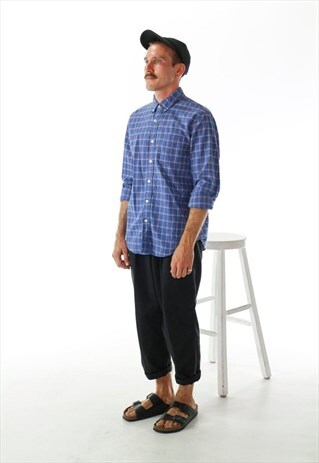 PLAID BABY BLUE SHIRT / MEN LIGHT BUTTON UP