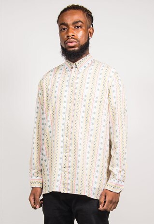 VINTAGE 90'S AZTEC PATTERN COLOURFUL LONG SLEEVE SHIRT