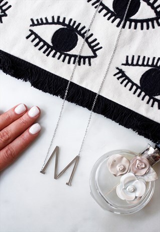 SILVER LETTER 'M' MONOGRAM CHAIN NECKLACE