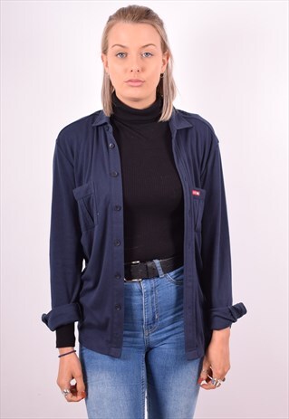 LEVI'S WOMENS VINTAGE SHIRT SMALL NAVY BLUE 90S