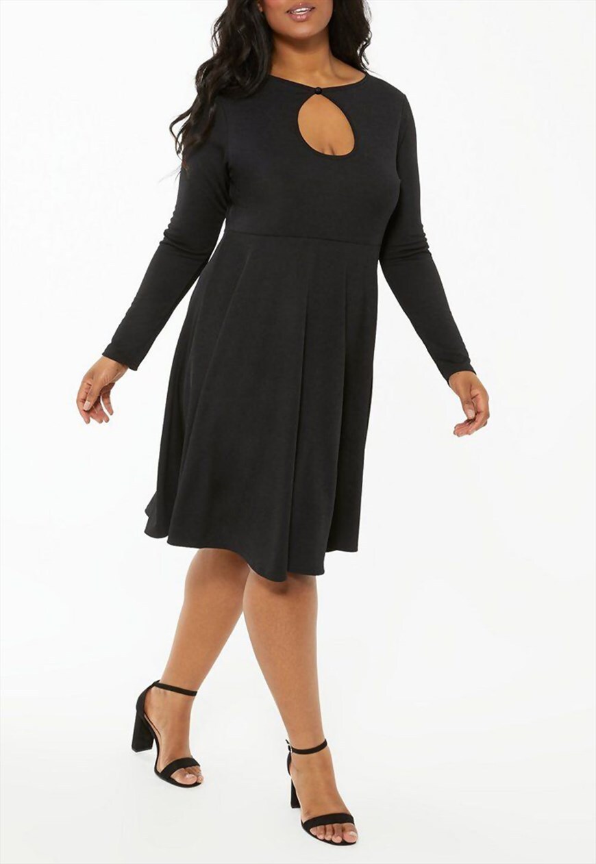 Black long sleeve outlet skater dress plus size