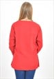 VINTAGE  LONG SLEEVE RETRO BLOUSE IN RED