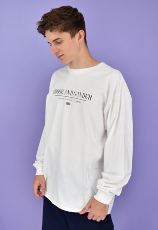 G&G UNISEX WHITE LTD L/S CUFFED TEE