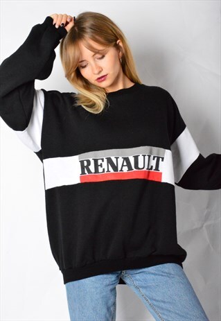 VINTAGE 80S BLACK COLOUR BLOCK RENAULT RACING SWEATSHIRT