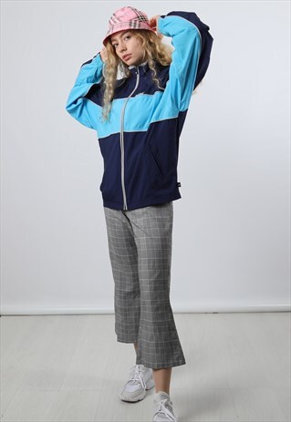 VINTAGE ADIDAS LARGE NAVY FESTIVAL WINDBREAKER JACKET