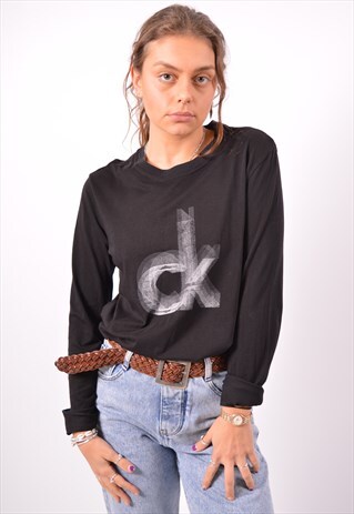 VINTAGE CALVIN KLEIN TOP LONG SLEEVE BLACK
