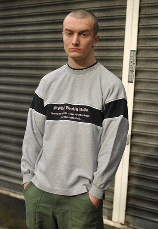 VINTAGE FILA SPELL OUT LOGO SWEATER