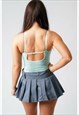 GREY PLEATED A-LINE SKATER SCHOOL HIGH WAIST SHORT SKIRT