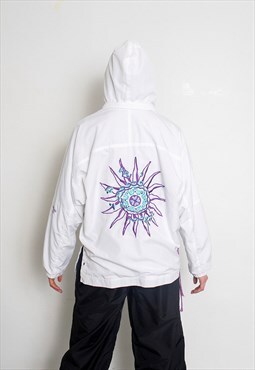 Vintage 90s Track  Windbreaker Jacket White