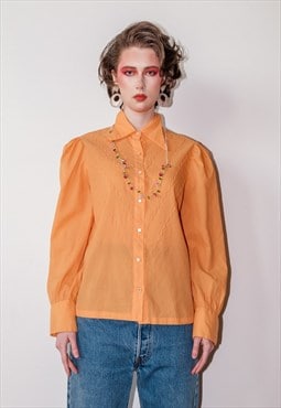 Vintage 80s classy orange blouse