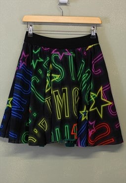 Vintage Y2K Neon Pattern Mini Skirt Black 