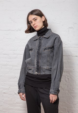 80S VINTAGE GREY DENIM JACKET