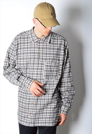 VINTAGE 90S GREY CHECK GRUNGE SHIRT