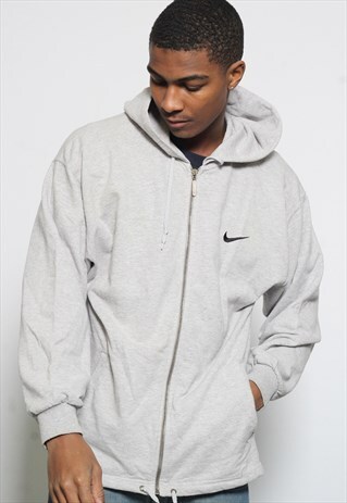 VINTAGE NIKE FULL ZIP LOGO HOODIE GREY