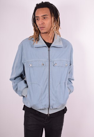 LACOSTE MENS VINTAGE BOMBER JACKET XL BLUE 90S