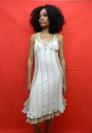 VINTAGE BEIGE CREAM LACE SUMMER DRESS