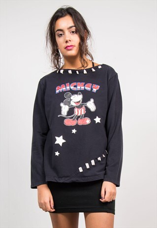 RETRO 90'S BLACK NOVELTY MICKEY MOUSE SWEATER