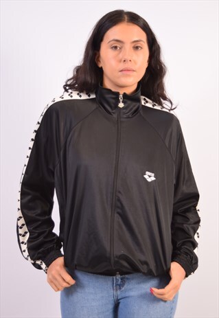 VINTAGE ARENA TRACKSUIT TOP JACKET BLACK
