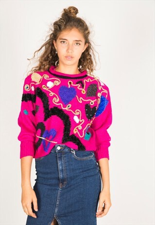 VINTAGE 80S CASUAL KNIT JUMPER / R03032
