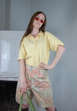 Vintage 90's pastel light baggy long blouse shirt in yellow