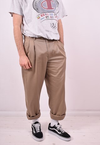 RALPH LAUREN MENS VINTAGE TROUSERS W34 L34 BROWN 90'S