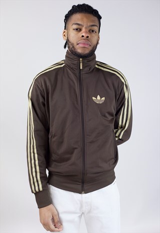 VINTAGE ADIDAS BROWN ZIP UP 90'S JACKET
