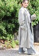 VINTAGE TAN CORDUROY TRIM BELTED MAC TRENCH COAT