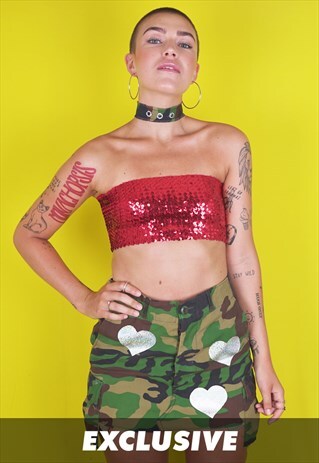 EXCLUSIVE FESTIVAL 90S RED FULL SEQUIN BANDEAU