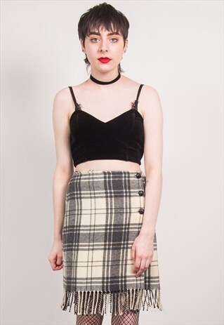 VINTAGE 90'S GREY TARTAN SKIRT