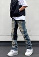 BLUE WASHED DISTRESSED DENIM JEANS PANTS TROUSERS