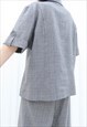 90S VINTAGE GREY CHECK SHIRT & TROUSERS CO-ORD SET