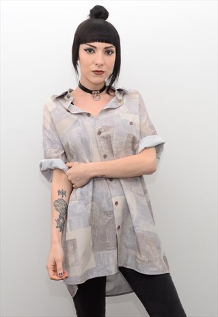 VINTAGE 90'S GRUNGE ABSTRACT PATTERNED SUMMER SHIRT