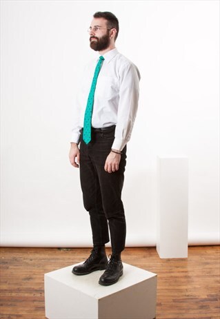 GREEN GEOMETRICAL NECKTIE / SLIM VINTAGE TIE