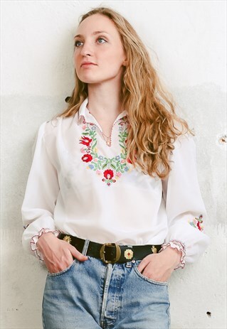 VINTAGE 70S MEXICAN EMBROIDERED TOP