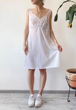 Vintage 00's Y2K White Sheer Light Midi Slip Night Dress